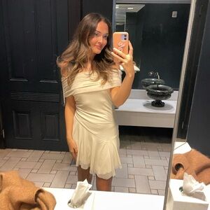 Cream Off-Shoulder Dress Peppermayo